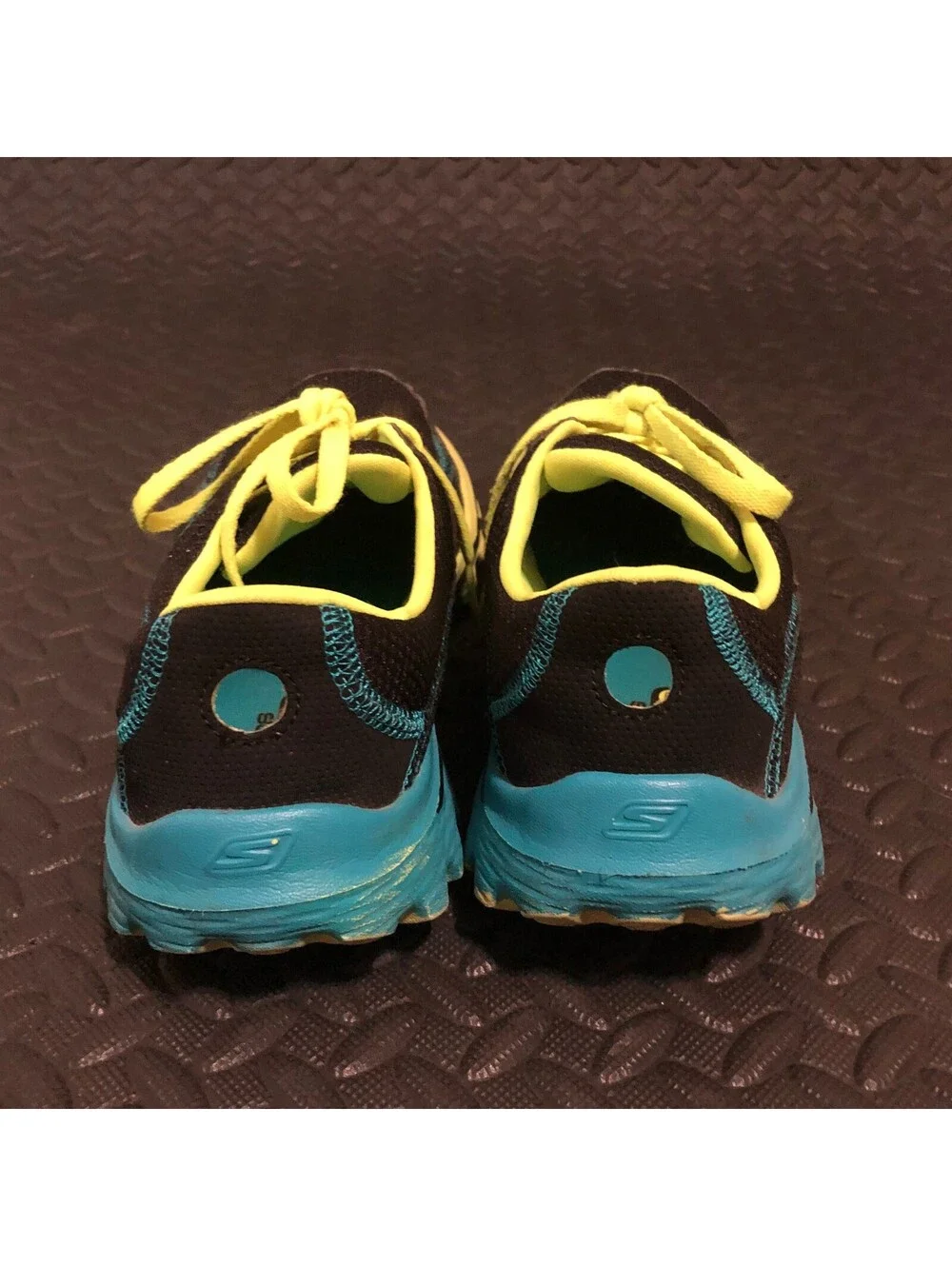 Skechers Womens Go Walk Black Blue Neon Yellow Lightweight Athletic Sneakers 9